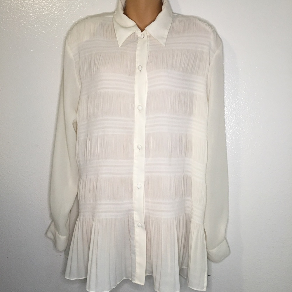 White button down top